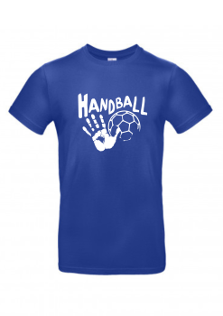 Handball T-Shirt Motiv Match, Druck weiß, T-Shirt Blau